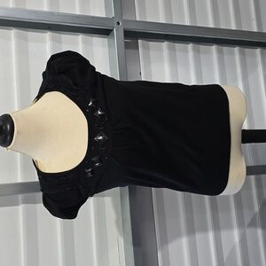 Hygard Collection Black Short Sleeve Jeweled‎ Top Size 8